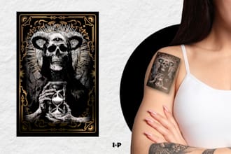create your dark and gothic custom tattoo design and illustration