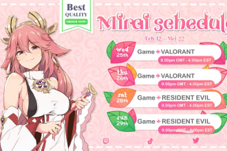 design cute custom vtuber stream schedule