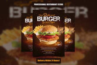 do creative restaurant flyers, food flyers or posters, and restaurant menus