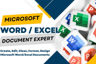 create, edit, clean, format microsoft word, excel documents