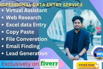 enter reliable data entry, copy paste, web research, web scraping, lead gen