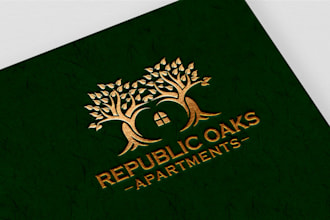 do unique apartments oaks tree logo design for your