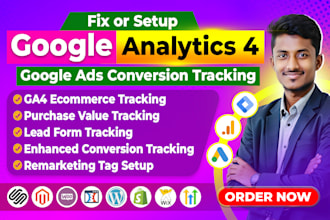 setup google analytics 4, ads conversion tracking, ga4 ecommerce tracking by GTM