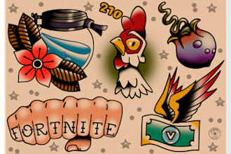 design a custom geek old school tattoo flash for you