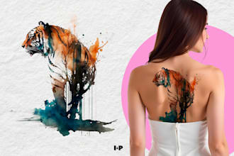 create your watercolor custom tattoo design and illustration