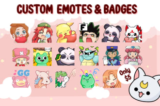 draw cute animated emotes and sub badges for twitch