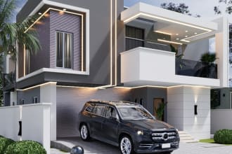do architectural 3d rendering, exterior 3d modeling house, interior design