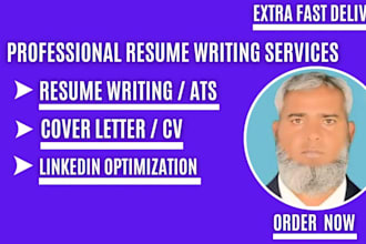 write professional resume, cover letter, optimize linkedin