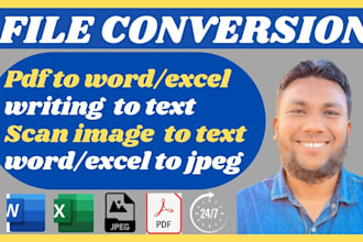 do any file conversion retype pdf and convert pdf to word for premium quality