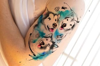 custom a pet tattoo design portrait of your pet