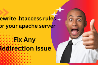 rewrite htaccess rules and fix any redirection or 404 error