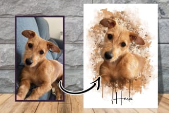 draw realistic watercolor portrait your pet