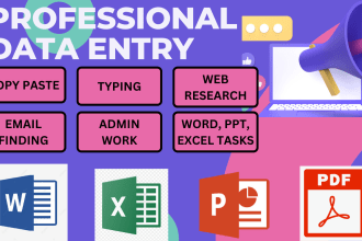 do data entry copy paste excel ppt word email admin work