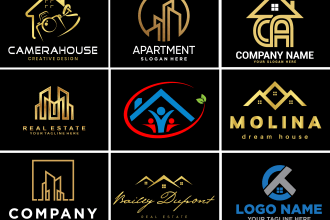 design 3 masculine, bold, real estate logo, construction