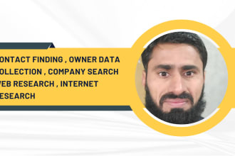 do contact finding , owner data collection , company search , web research