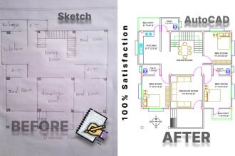 convert sketch or image drawing to autocad dwg, dxf