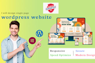 design one page wordpress website, modern landing page