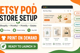 do etsy pod shop, shopify printful ,printify, gelato etsy print on demand store