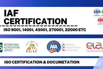 iso 9001, 14001, 45001, 27001, 22000, haccp, gmp iaf certification documentation