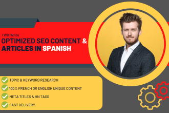 write optimized SEO content and articles in spanish