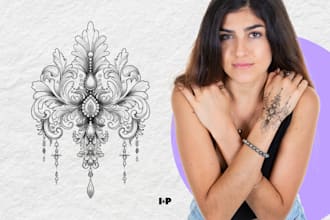 create your line art custom tattoo design and illustration