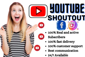 shoutout and promote youtub channel, viral youtube video promotion services