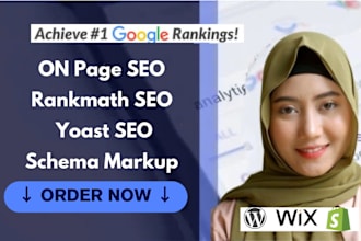 provide wordpress on page SEO optimization with rankmath and schema markup