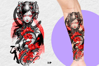 create your japanese custom tattoo design and illustration