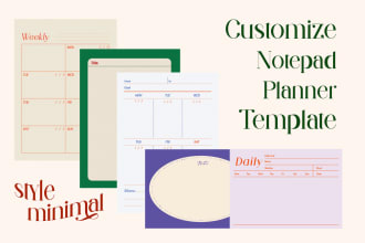 design printable, custom planner, notepad or journal template