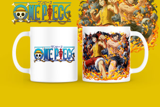 create anime coffee mug design and cup design