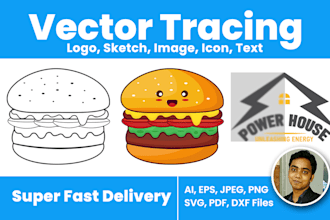 vector trace, vectorize logo, or convert sketch to vector