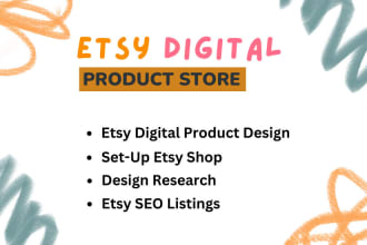 start an etsy shop, etsy digital product, design with seo listing, banner