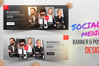 design social media posts design and roll up backdrop popup