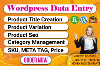 do wordpress data entry, woocommerce product listing