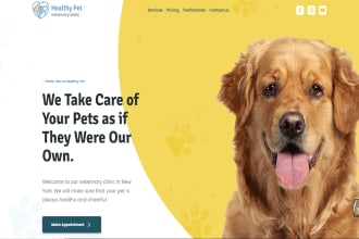 build veterinary website, animal care website, pet adoption website