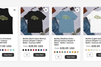 design bigcommerce  product colors in category page and product page