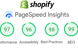 increase shopify speed, SEO, accessibility scores to 90 psi
