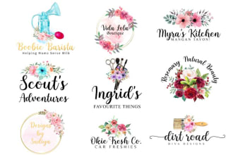 design incredible beautiful flower, watermark, floral logo