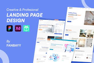 design a modern clean UI UX landing page in figma adobe xd
