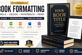 format your ebook, paperback and hardcover for amazon KDP