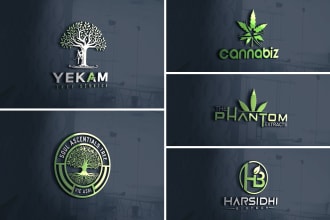 do unique tree logo marijuana cannabis medical cbd oil and natural hemp design