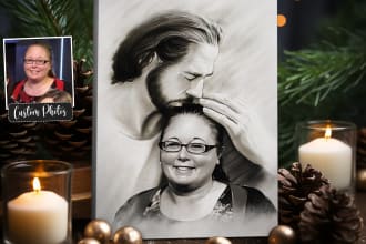 make a pencil portrait safe in the arms of god, digital files