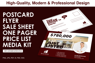 design a flyer, postcard, one pager, sale sheet, price list, media kit perfectly