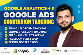 setup google ads conversion tracking ga4 ecommerce tracking shopify fb pixel