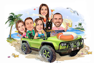 make unique cartoon caricatures for your portrait and family
