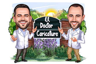 make a doctor caricature for you, nurse caricature