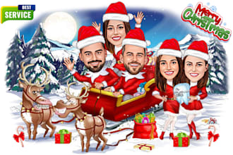 make a christmas caricature, an office holiday caricature