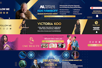 design an outstanding social media, youtube banners and logo