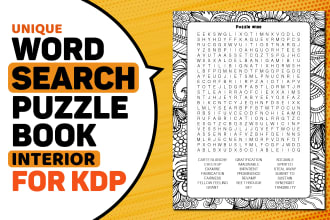 create unique niche based or random word search book interiors for KDP