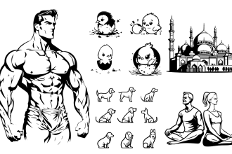 create any object, animal, human outline design or outline vector icon design